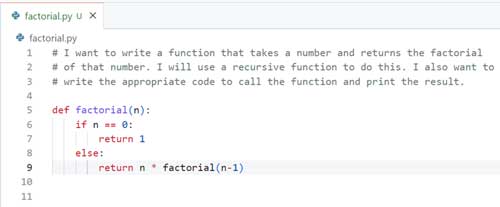 GitHub Copilot suggests a complete function implementation for calculating the factorial.